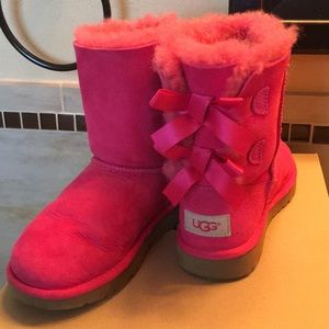 Little girls hot pink Bailey Bow genuine Uggs